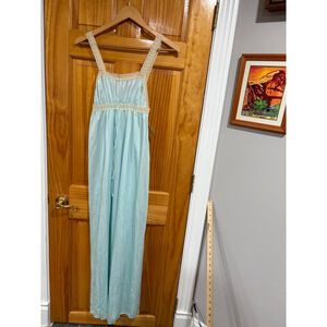 Vintage Sears Blue Nylon Lace Nightgown Maxi Dress Small w/ Original Tag